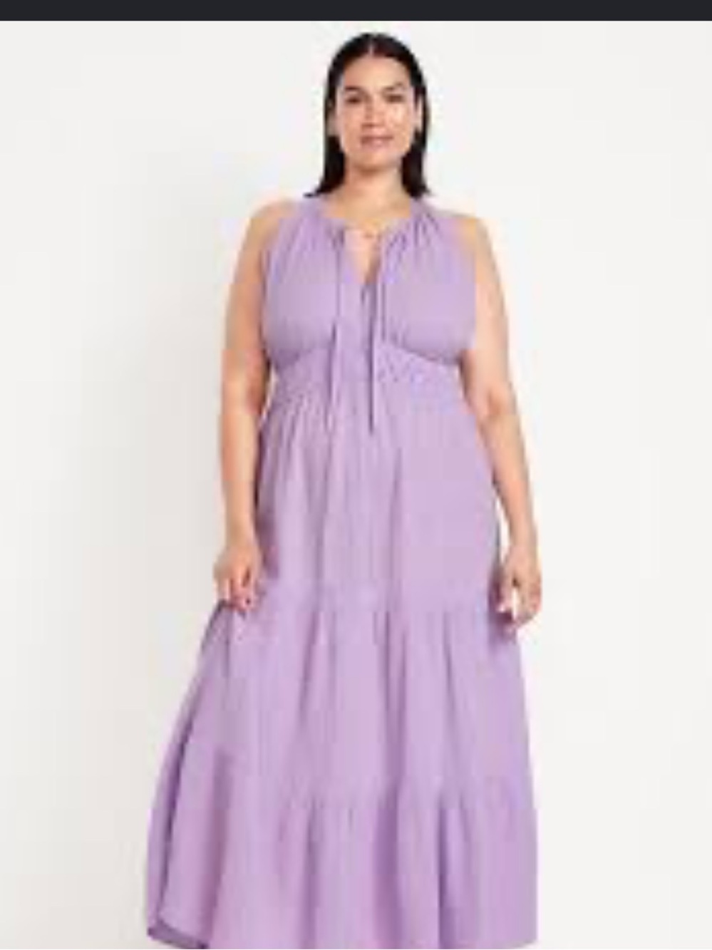 Old Navy XXL 100% Cotton Crinkle Gauze Tiered Maxi Sun Dress Lavender Boho Flowy - Picture 8 of 9